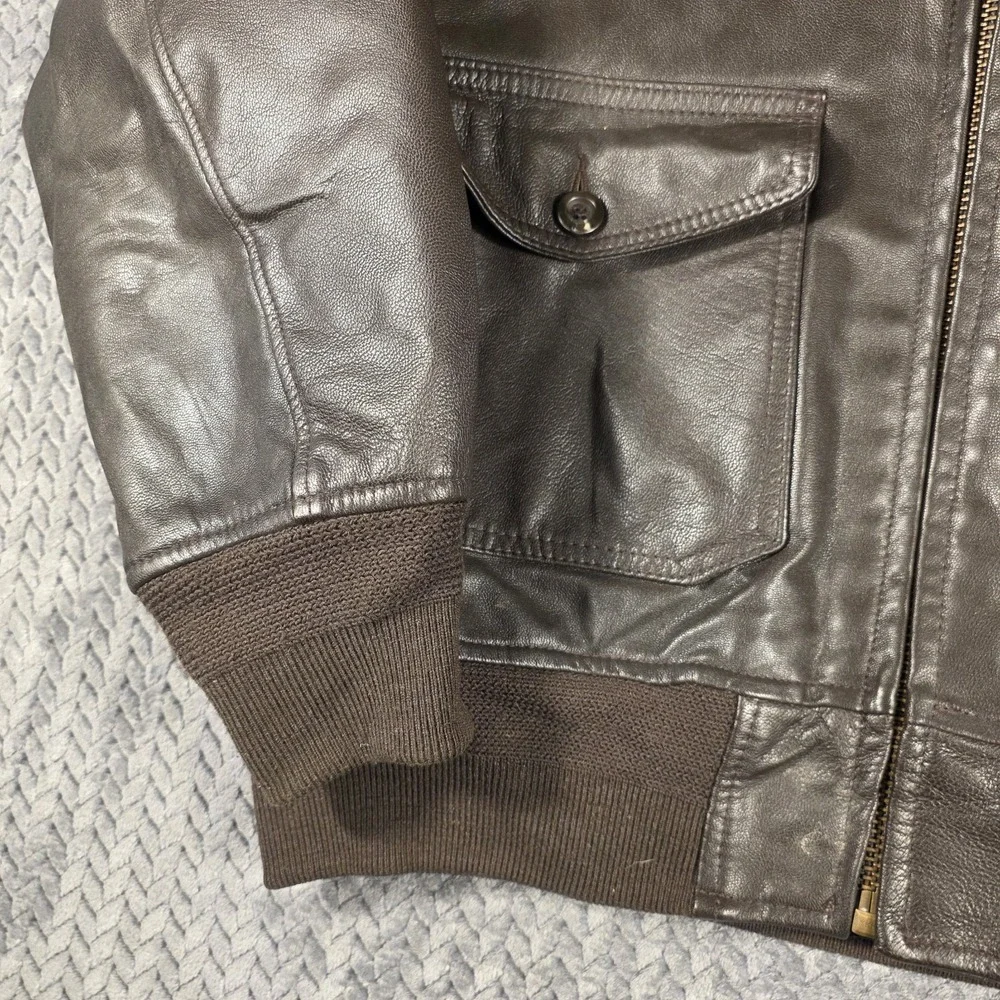 Vintage Cabelas Leather Flight Bomber Jacket Mens Large Brown Thinsulate Canada